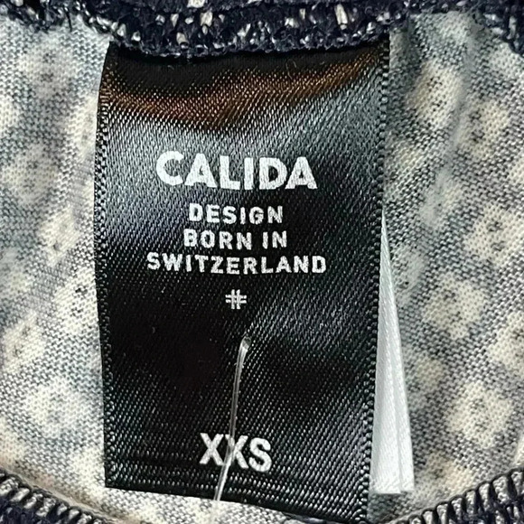 NWT CALIDA Women's XXS Daily Loungewear Black White Pockets Cotton Modal NEW - Picture 2 of 8